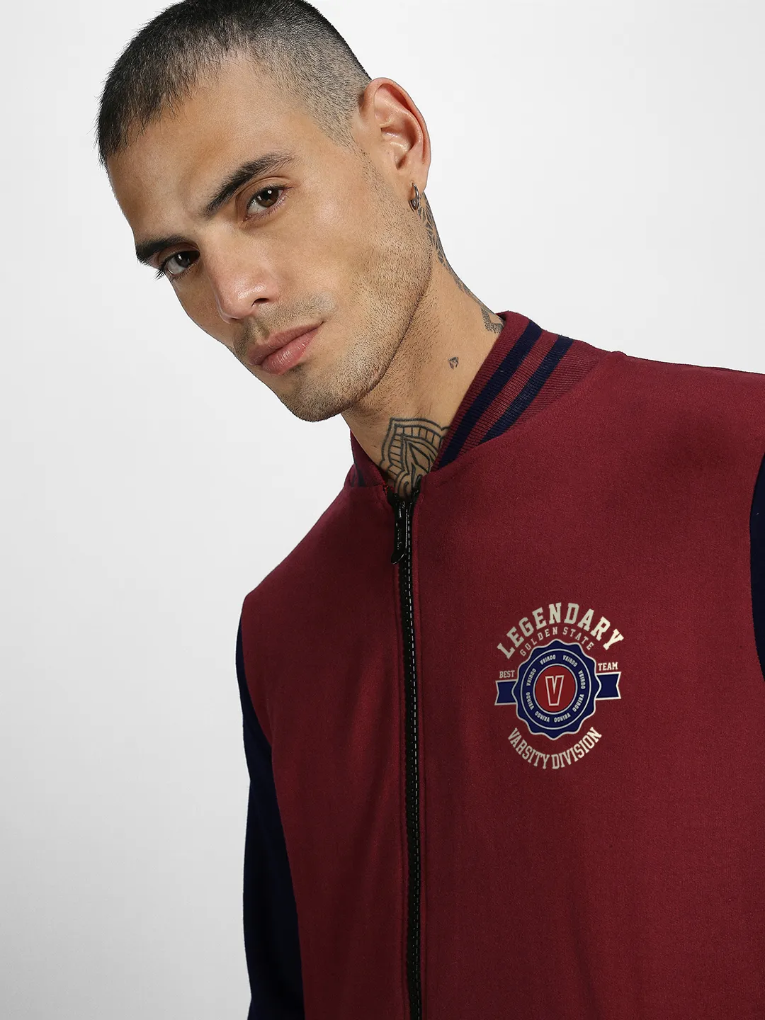 Legendary Maroon Pocket Graphic Printed Jacket