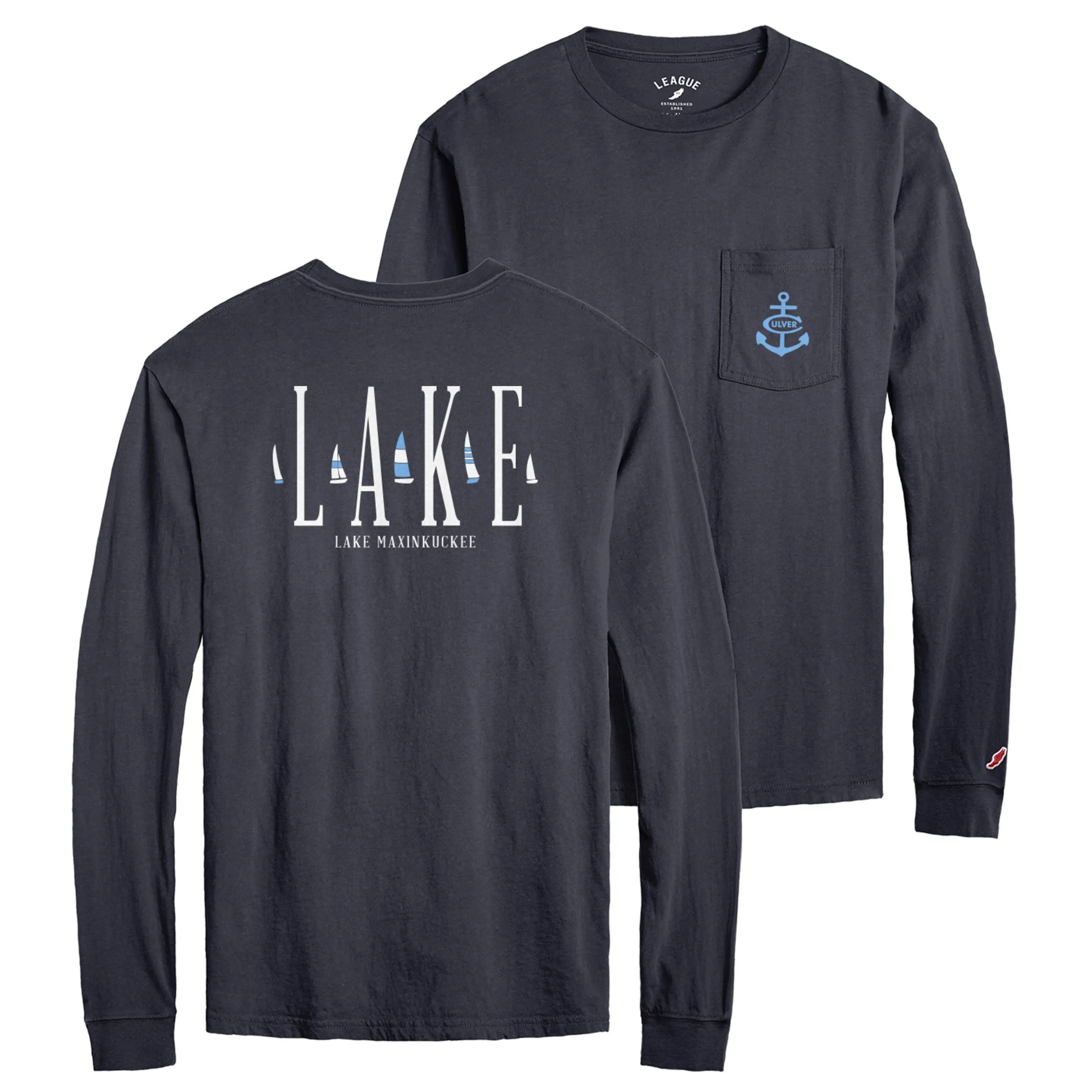 Long Sleeve LAKE Pocket Tee - Navy