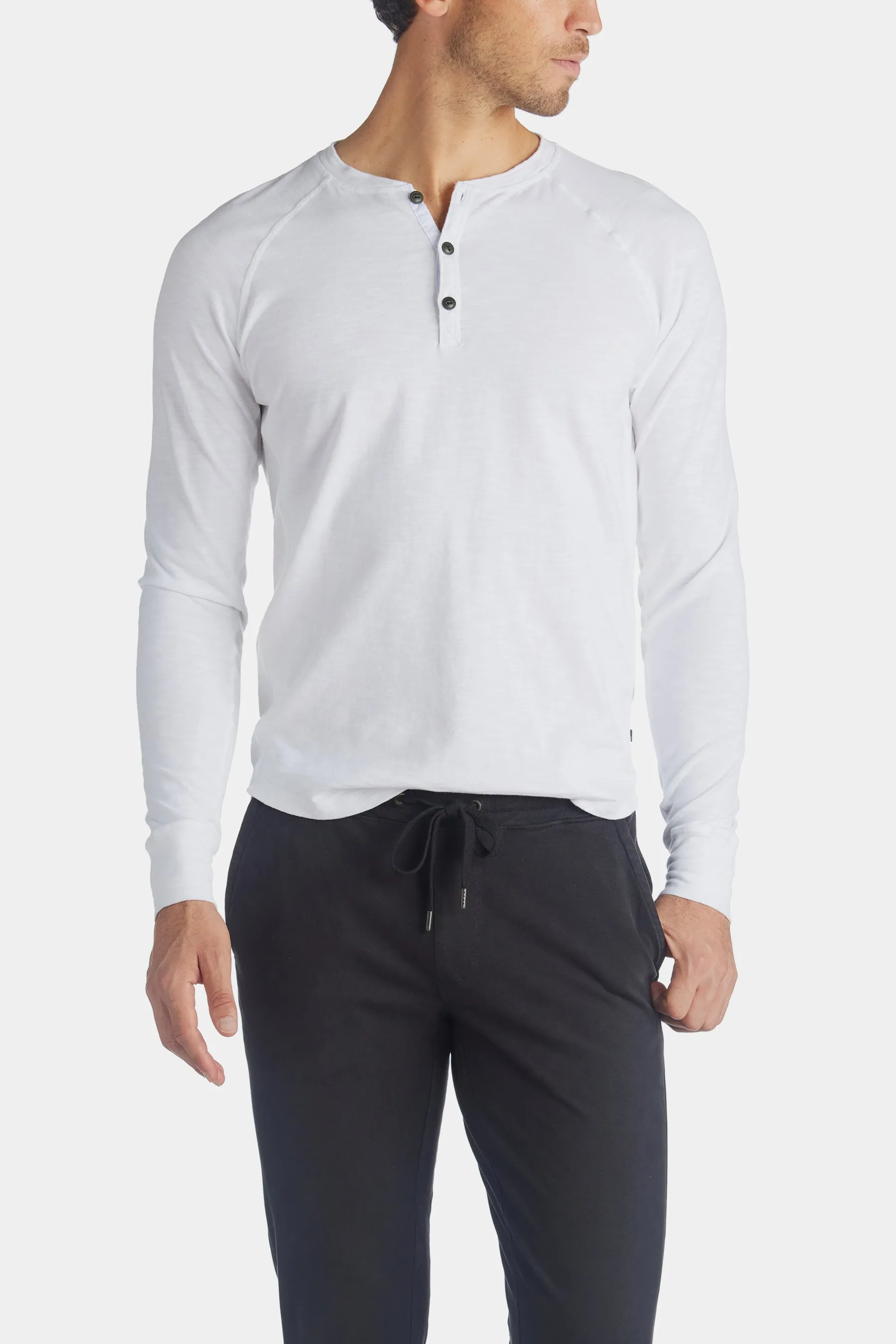 Long Sleeve Soft Slub Jersey Henley T-shirt