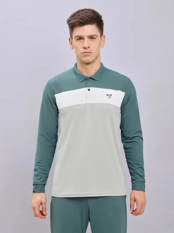 Men Colorblock Slim Fit Polo T-shirt with MATPIQ