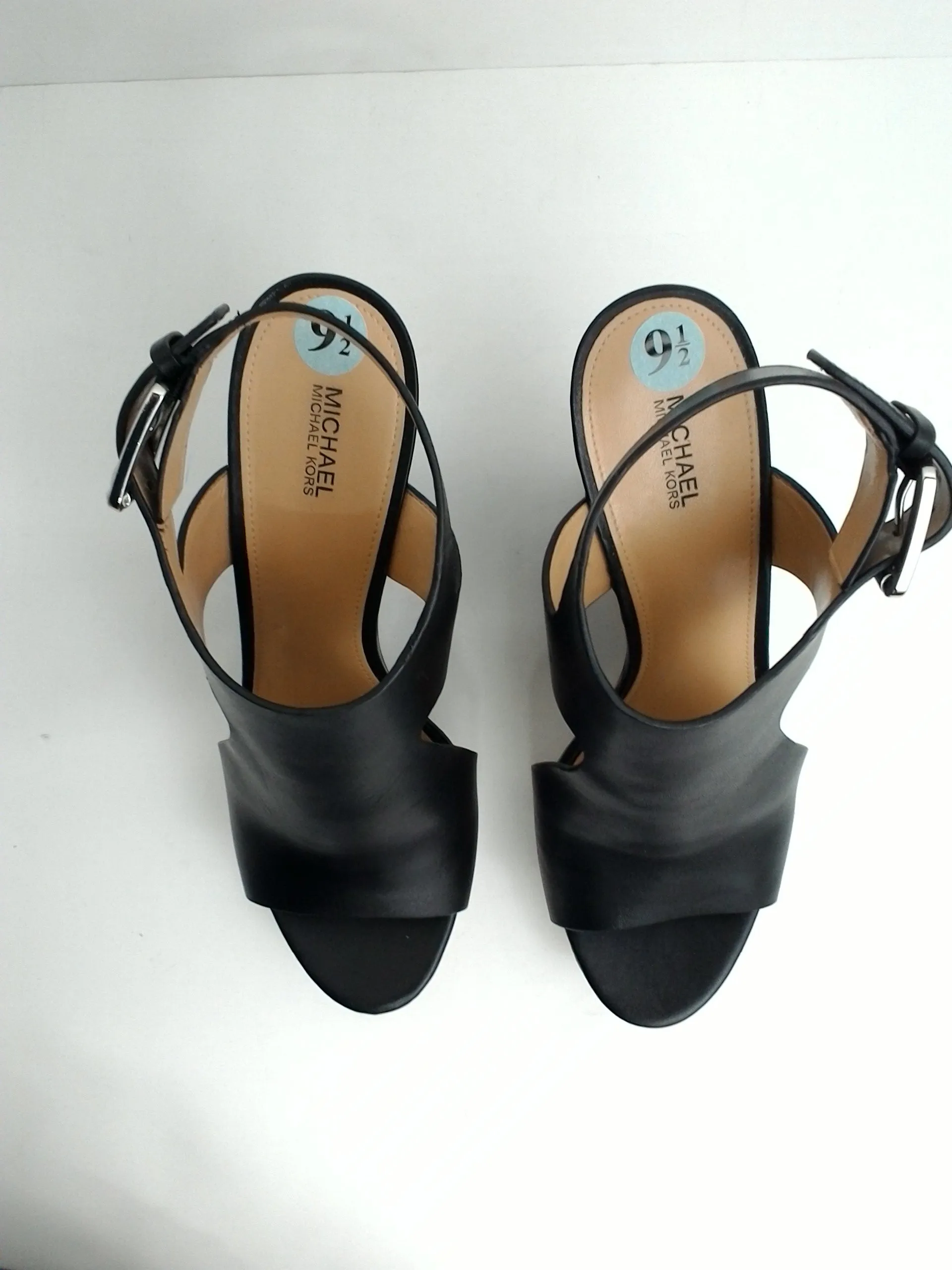 Michael Kors Women's Josephine Wedge Leather Black Sandals Size 9.5