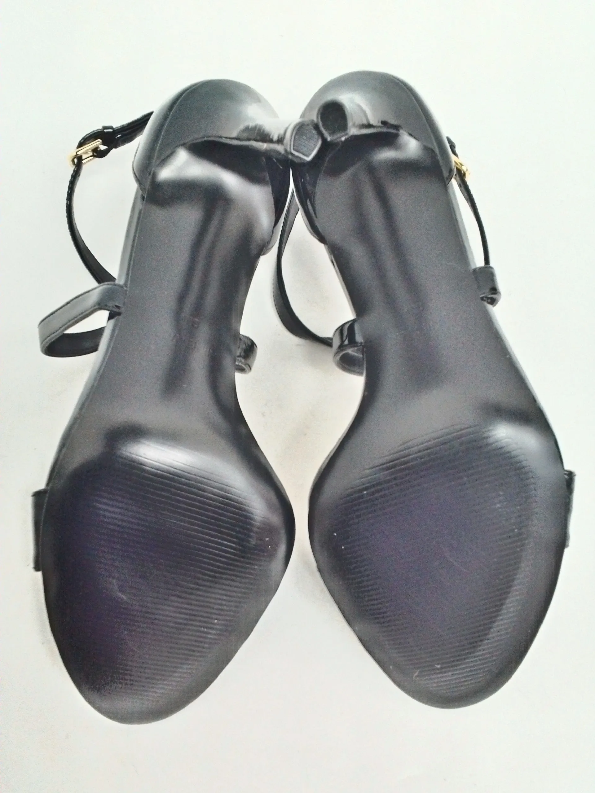 Nine West Women's My Debut Black Patent Heeled Sandals Size 9 M