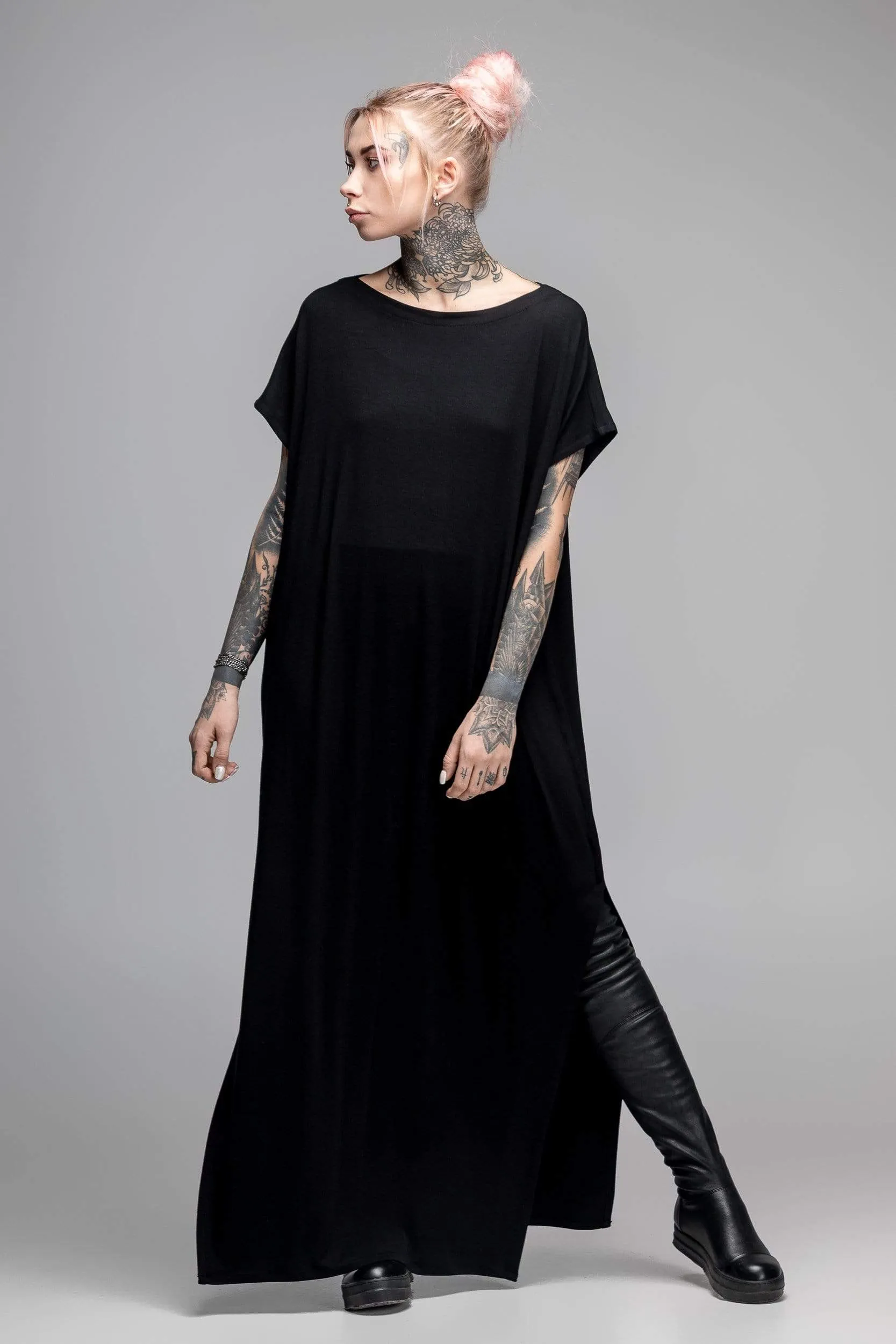 Oversized black maxi dress