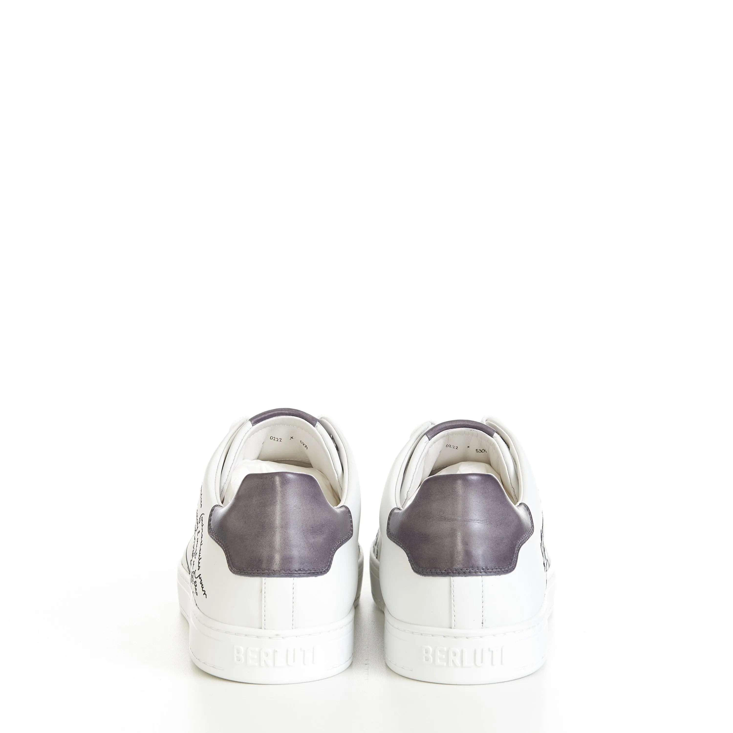 Playtime Scritto Sneaker In White Leather & Light Gray Patina Leather