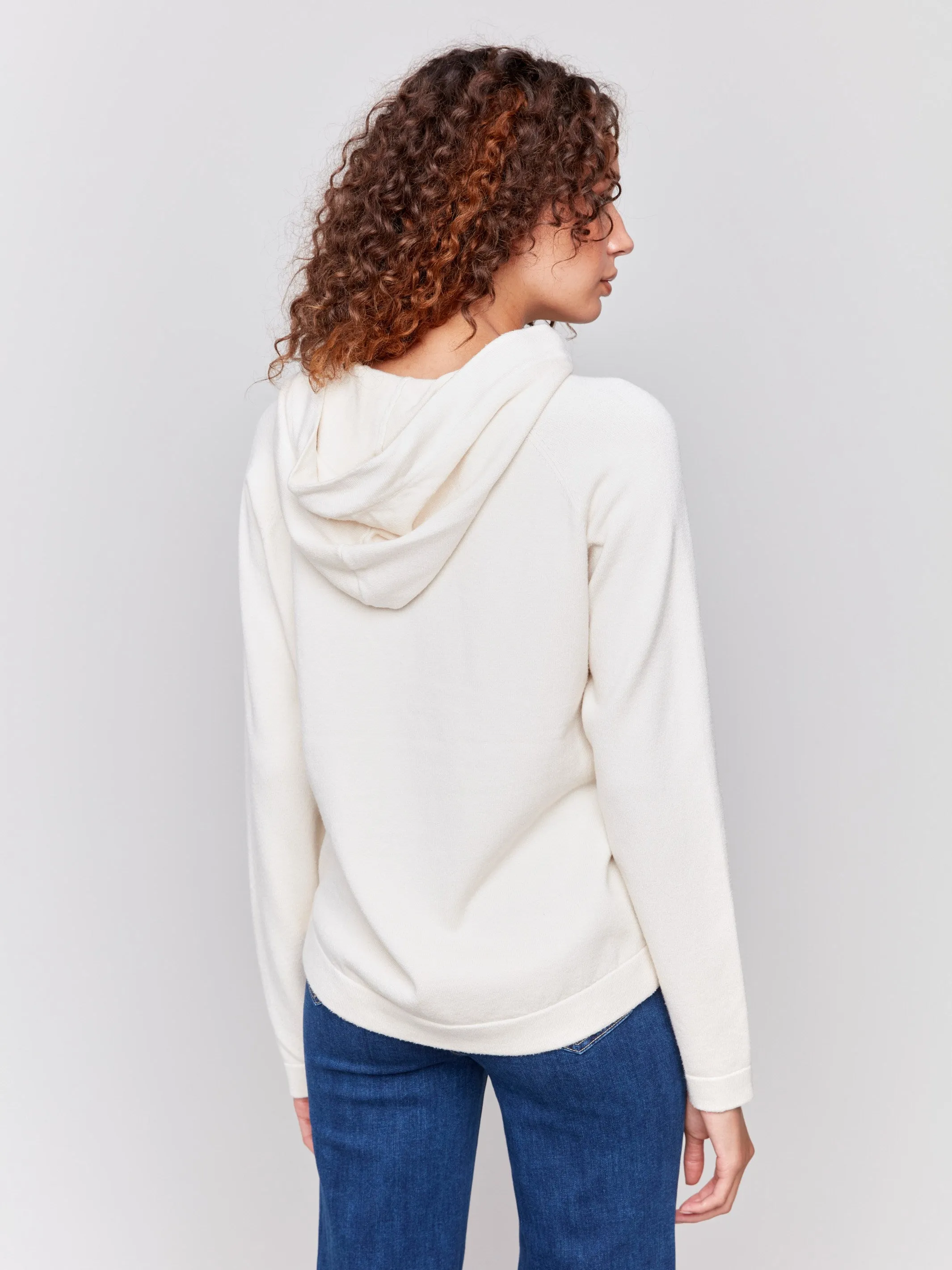 Plush Knit Hoodie Sweater - Natural