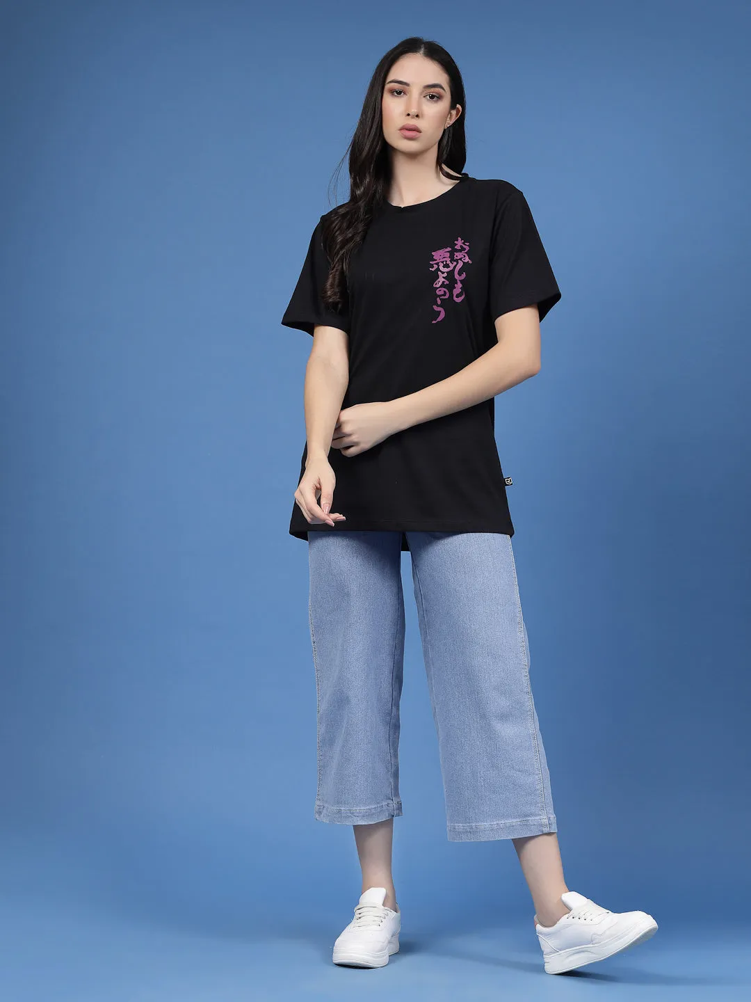 Printed Oversized Half Sleeves Round Neck Cotton Tees