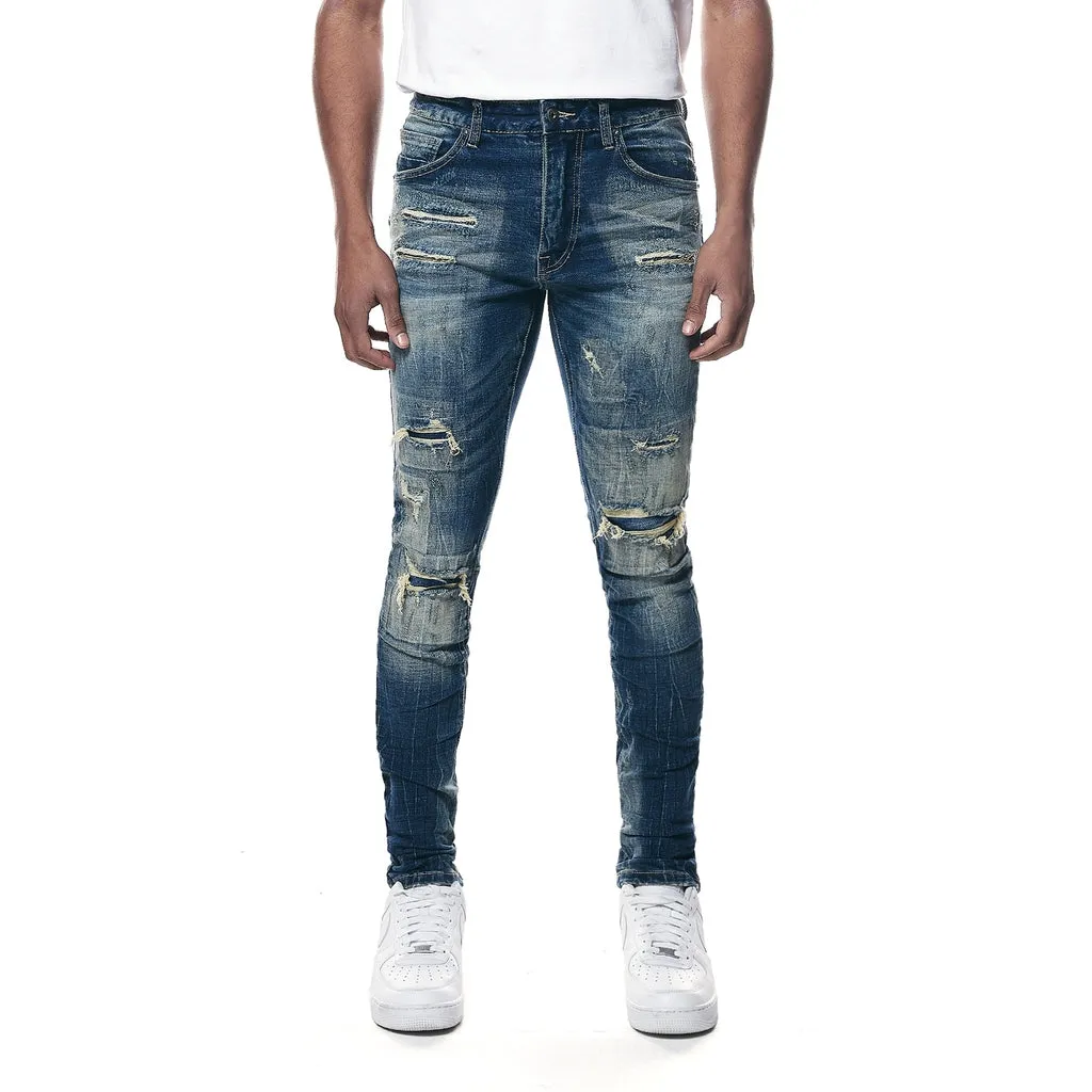 Rip & Repair Super Skinny Denim Jeans - Westport Blue