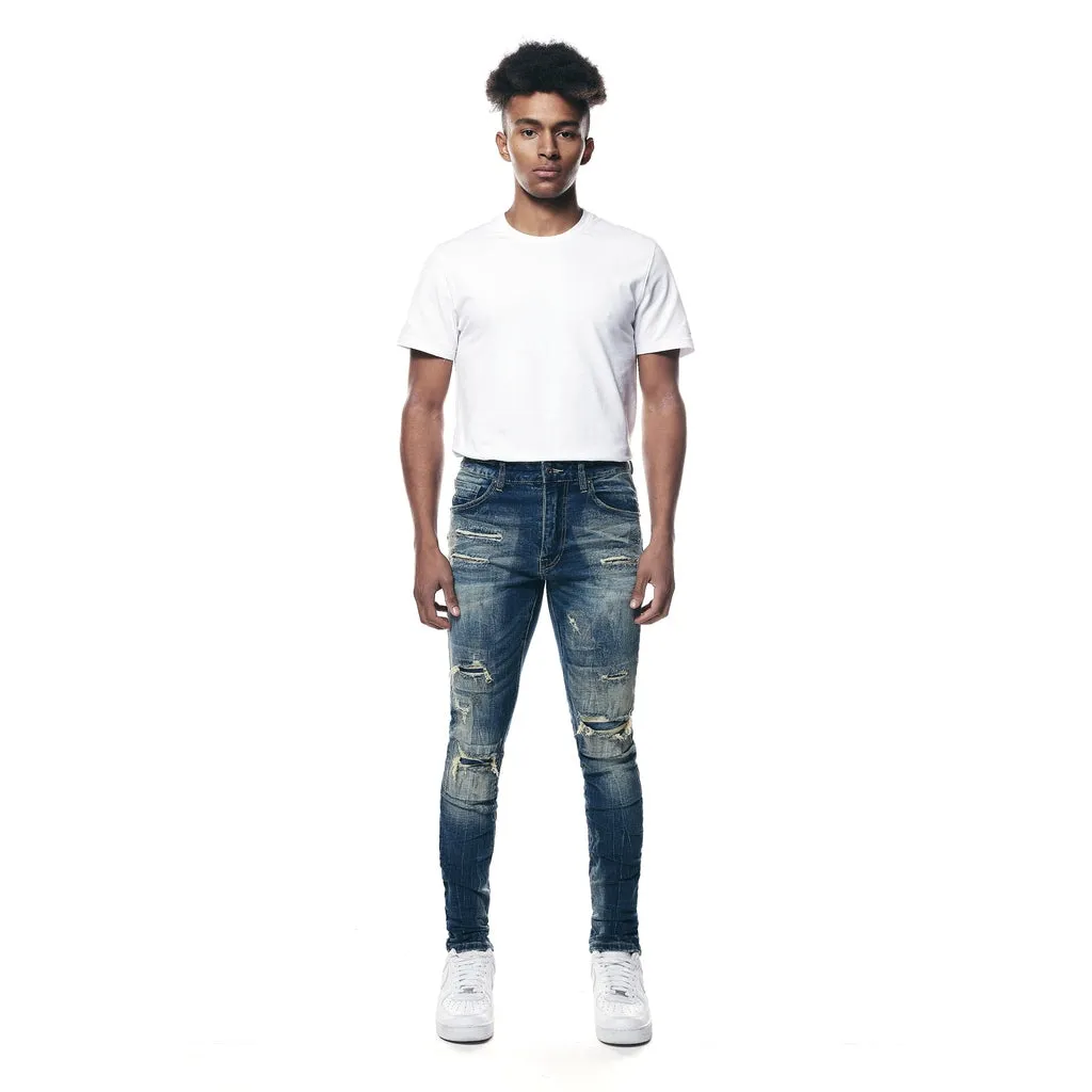 Rip & Repair Super Skinny Denim Jeans - Westport Blue