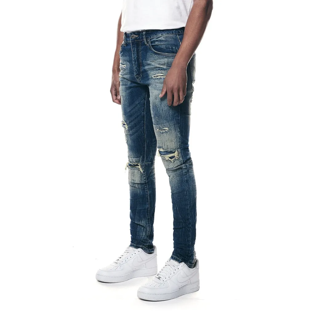 Rip & Repair Super Skinny Denim Jeans - Westport Blue