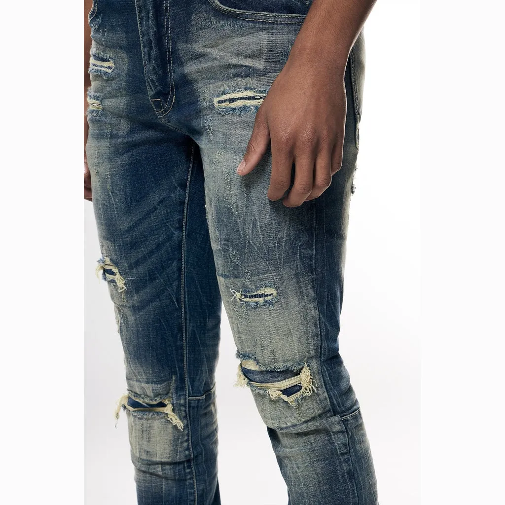 Rip & Repair Super Skinny Denim Jeans - Westport Blue