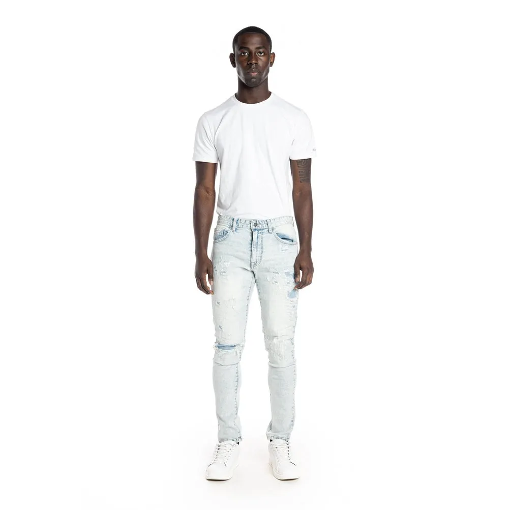 Rip And Repair Semi Basic Jeans - Greneda Blue