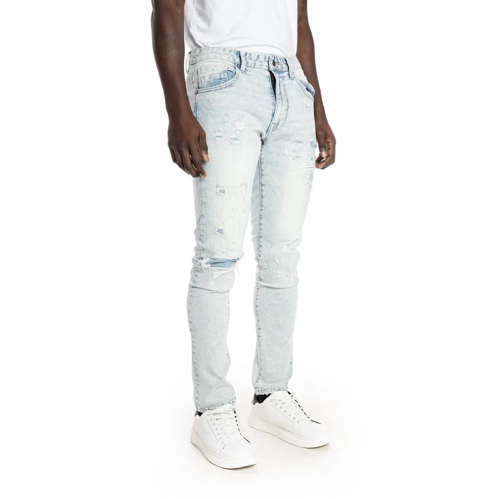 Rip And Repair Semi Basic Jeans - Greneda Blue