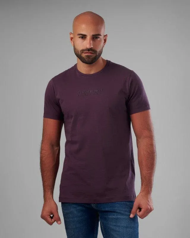 RUBBER-PRINTED ROUND NECK T-SHIRT - BURGUNDY