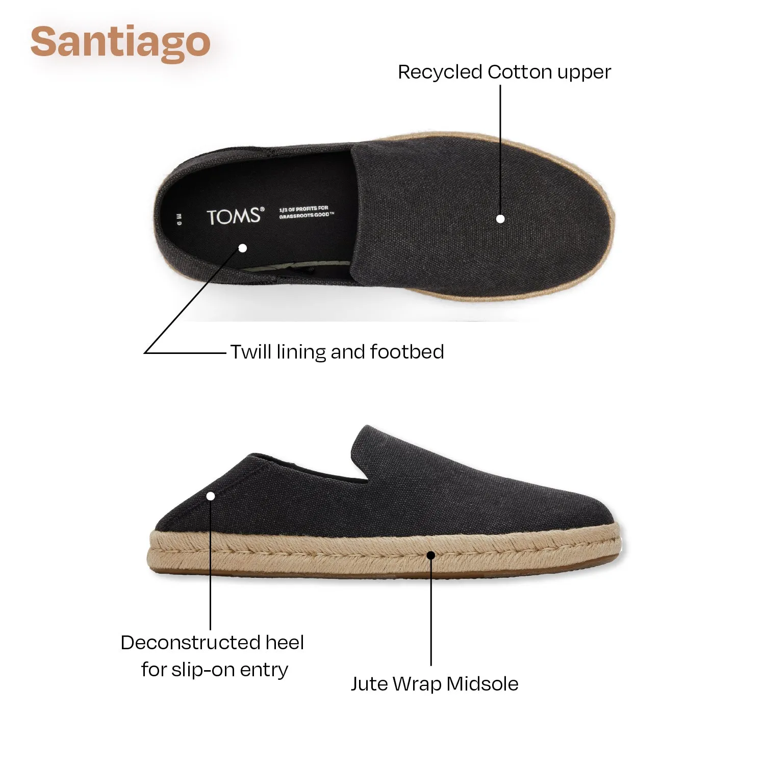 Santiago Jute-Wrapped Black Loafers