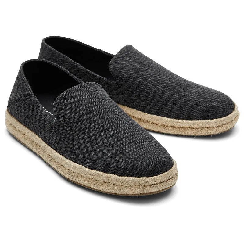 Santiago Jute-Wrapped Black Loafers