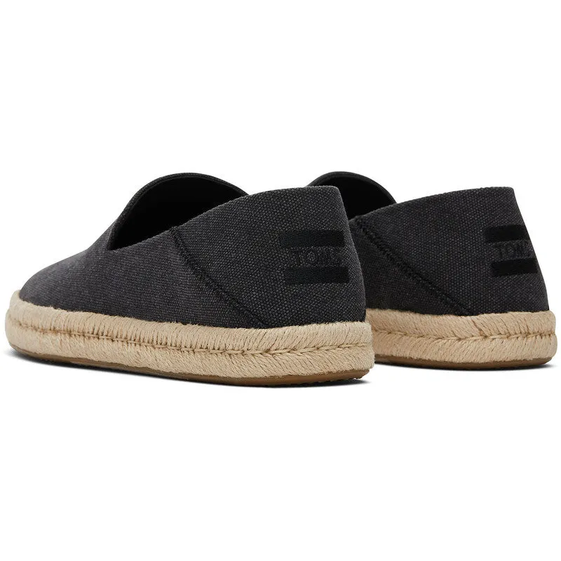 Santiago Jute-Wrapped Black Loafers