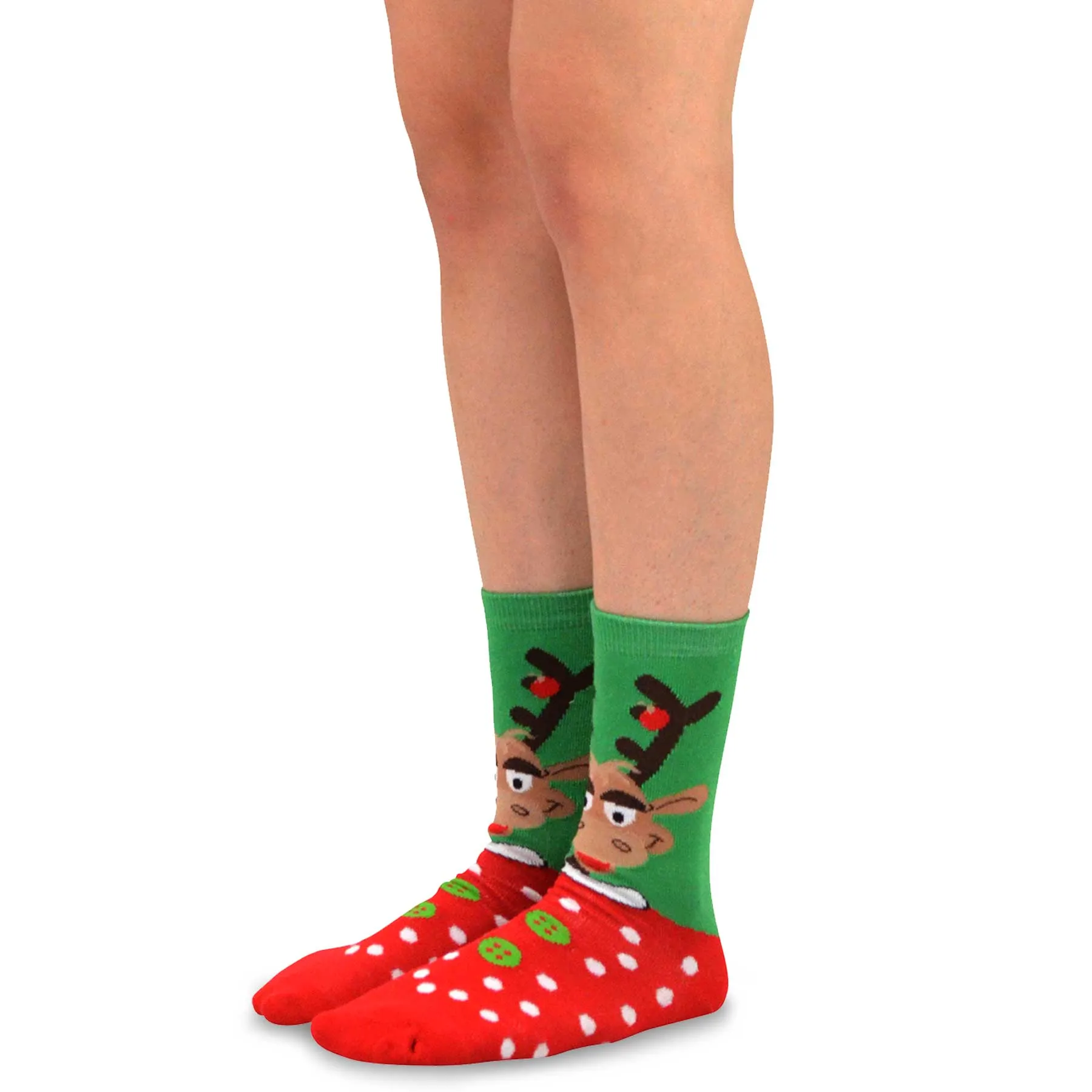 TeeHee Socks Women's Christmas Cotton Crew Deer (W1424)