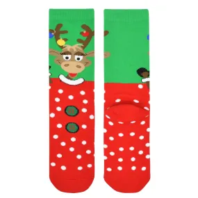 TeeHee Socks Women's Christmas Cotton Crew Deer (W1424)