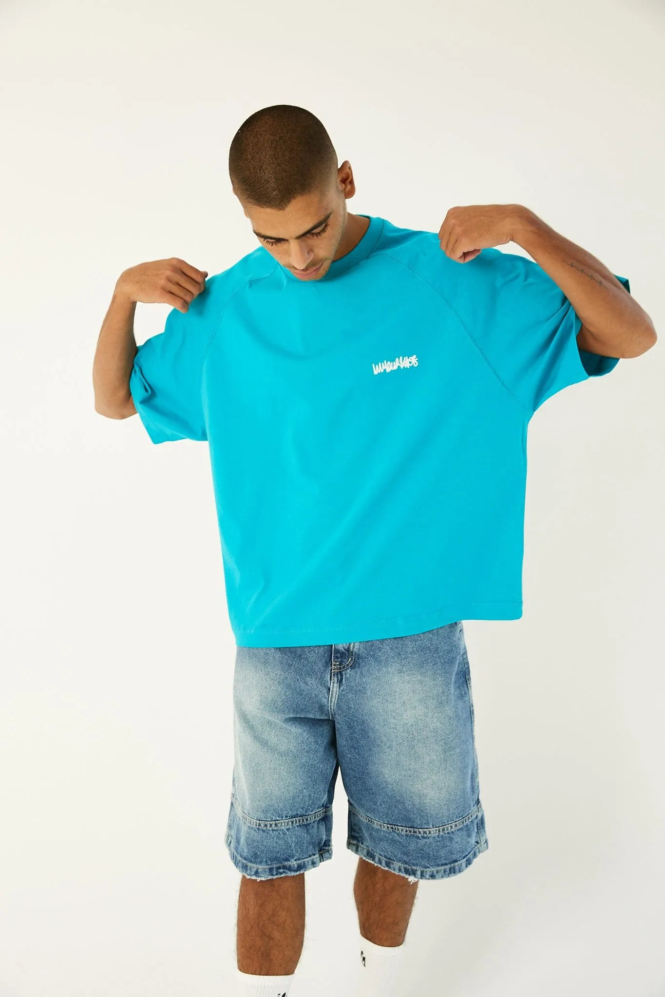 Turquoise IYS Printed Boxy Fit Tee