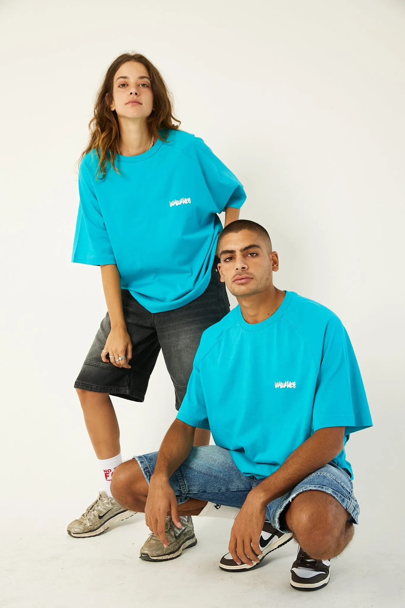 Turquoise IYS Printed Boxy Fit Tee