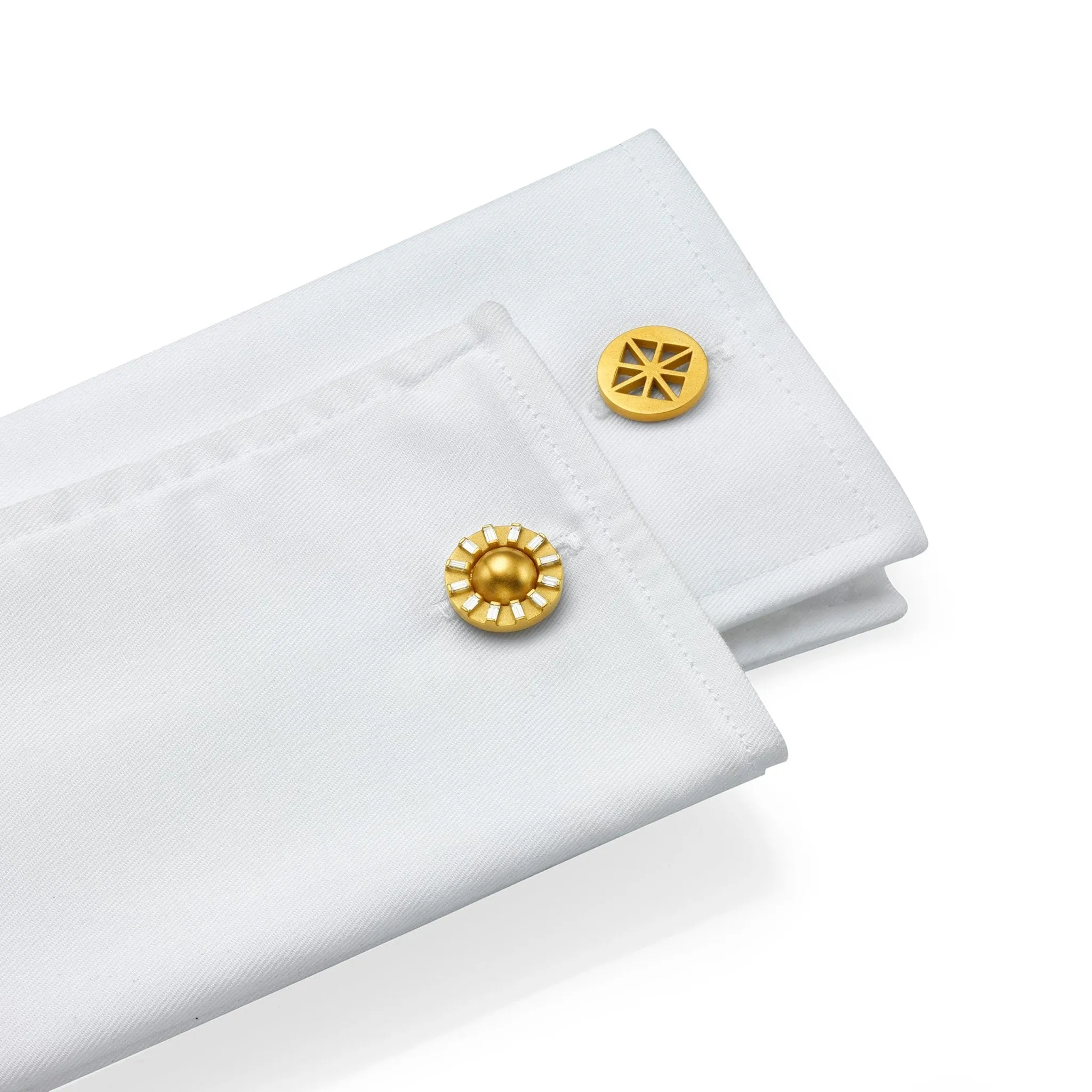 Yellow Gold Sole Cufflinks with White Diamonds