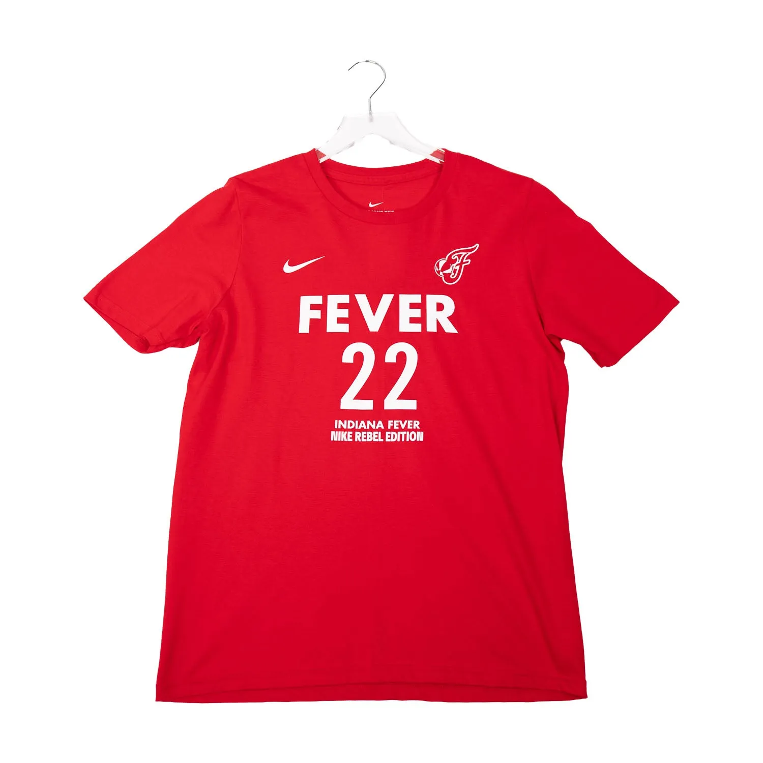 Youth Indiana Fever #22 Caitlin Clark Rebel Name and Number T-Shirt in Red by Nike